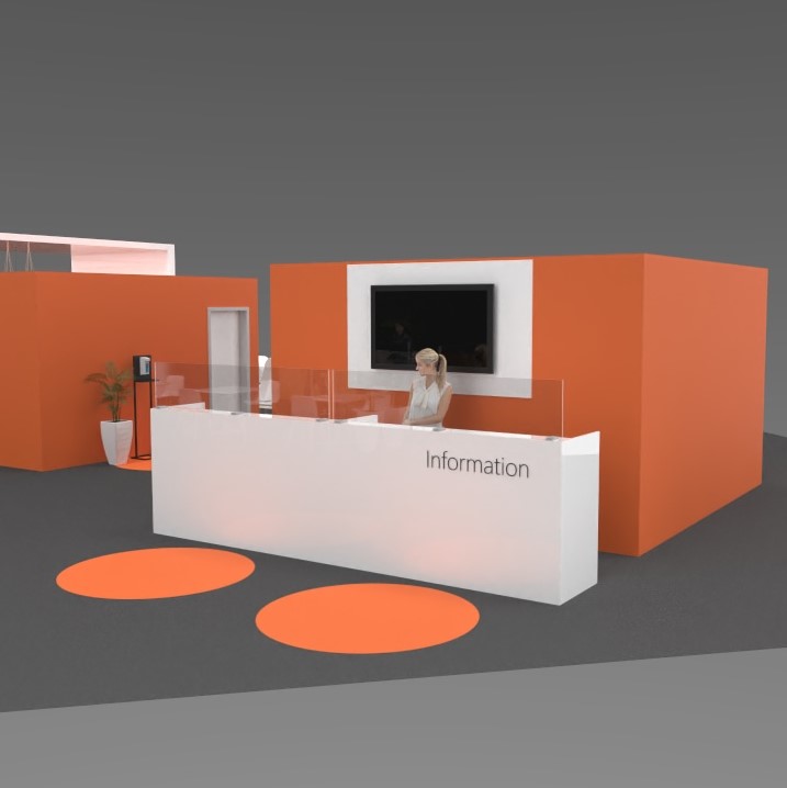 Informationstheke auf 1,5m-Messestand