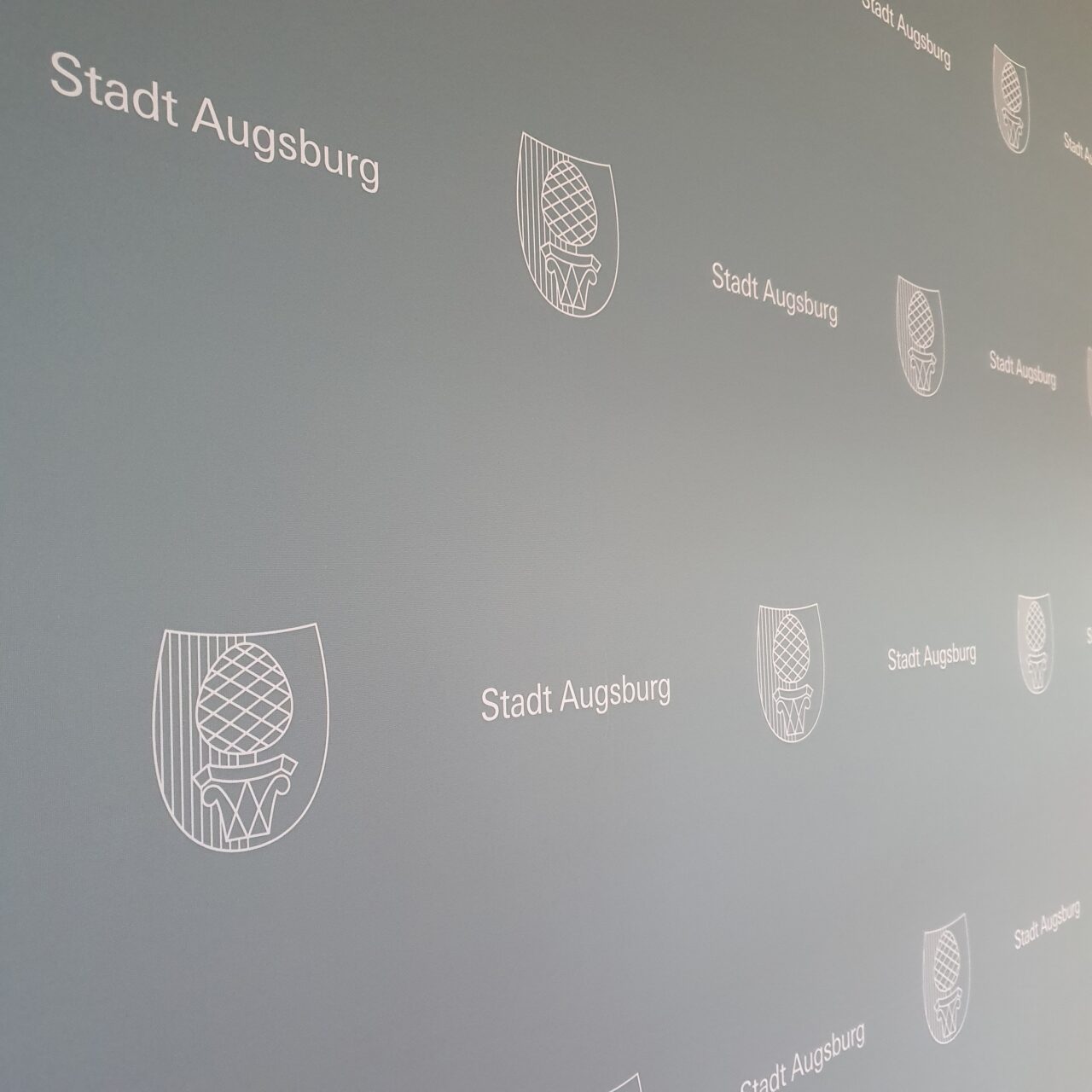 Textildruck für Pressewand der Stadt Augsburg