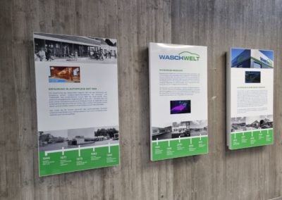 Modernisiertes WASCHWELT-Logo, neue Farben Türkisblau/Grün, Schrift Montserrat und Piktogramme für Waschprogramme und Zusatzleistungen, klare und nachhaltige Markenidentität.