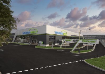 Modernisiertes WASCHWELT-Logo, neue Farben Türkisblau/Grün, Schrift Montserrat und Piktogramme für Waschprogramme und Zusatzleistungen, klare und nachhaltige Markenidentität.